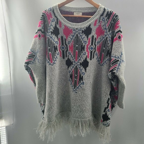 Umgee Oversized Sweater‎ Poncho M/L Tribal Print - Picture 1 of 10